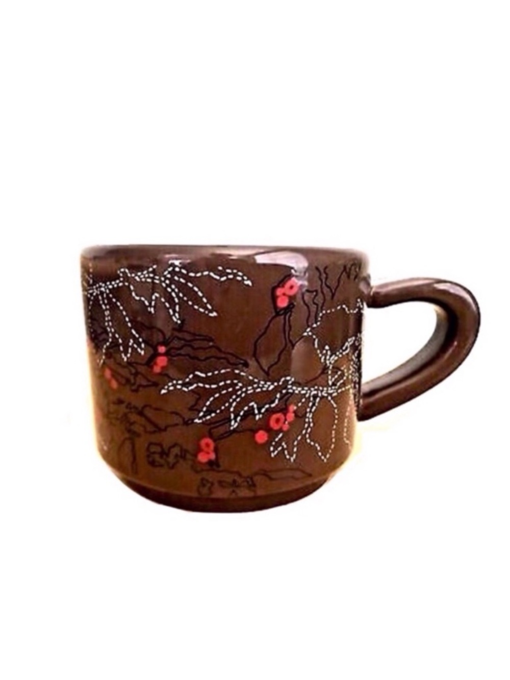 STARBUCKS 2009 Brown Holiday Mug with Red Berries